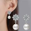 Charm Crystal Flower Female Earrings Jewelry for Women Party Accessories Pure 925 Silver Pearl Earrings Girl Birthday