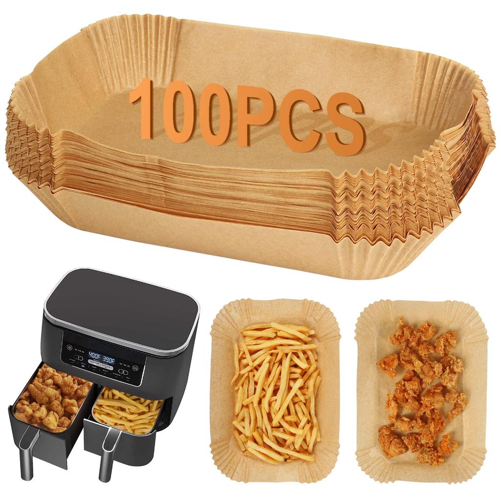 100pcs Air Fryer Liners for Ninja Dual, Air Fryer AF300UK AF400UK Accessories, Disposable Air Fryer Parchment Paper Liner, Compatible with Ninja