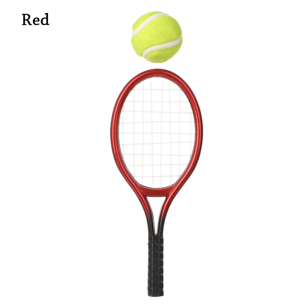Garden Gift Sport Tennis Model Miniature Tennis Racket Mini Tennis Racket&Ball Doll House Tennis