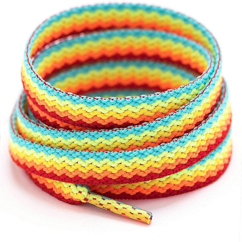 Colorful Flat Shoelaces for Shoes Rainbow Sneakers Laces Gradient Color Low-Cut High Top Canvas Casual Shoelace Shoe Accessories