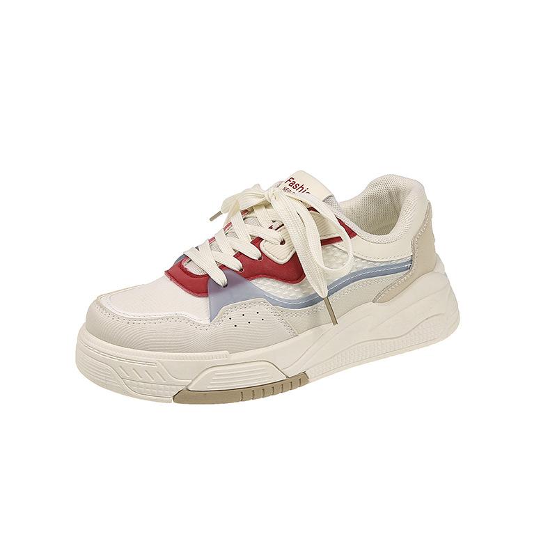 Fashion Women's White Shoes Classic Cross Lace-up Skateboard Shoes Womens Casual Breathable Flat-bottomed Patchwork Student Single Shoes