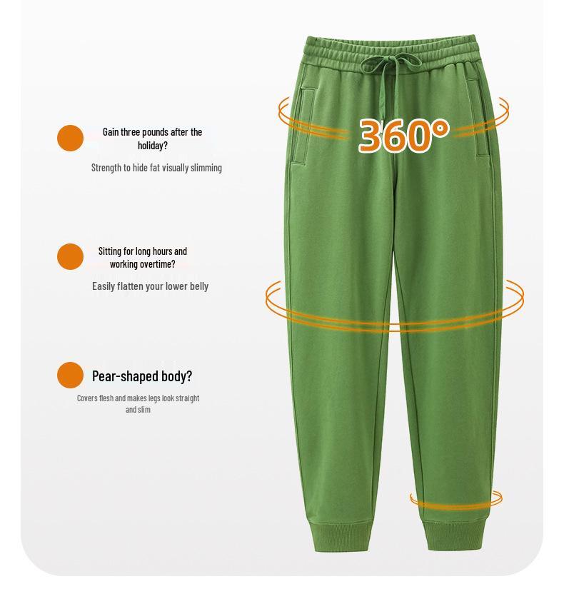 Women's Heavyweight Cotton Skinny Sweatpants - 380G, Washed, Fashion Casual, Spring/Autumn, Draping Style.