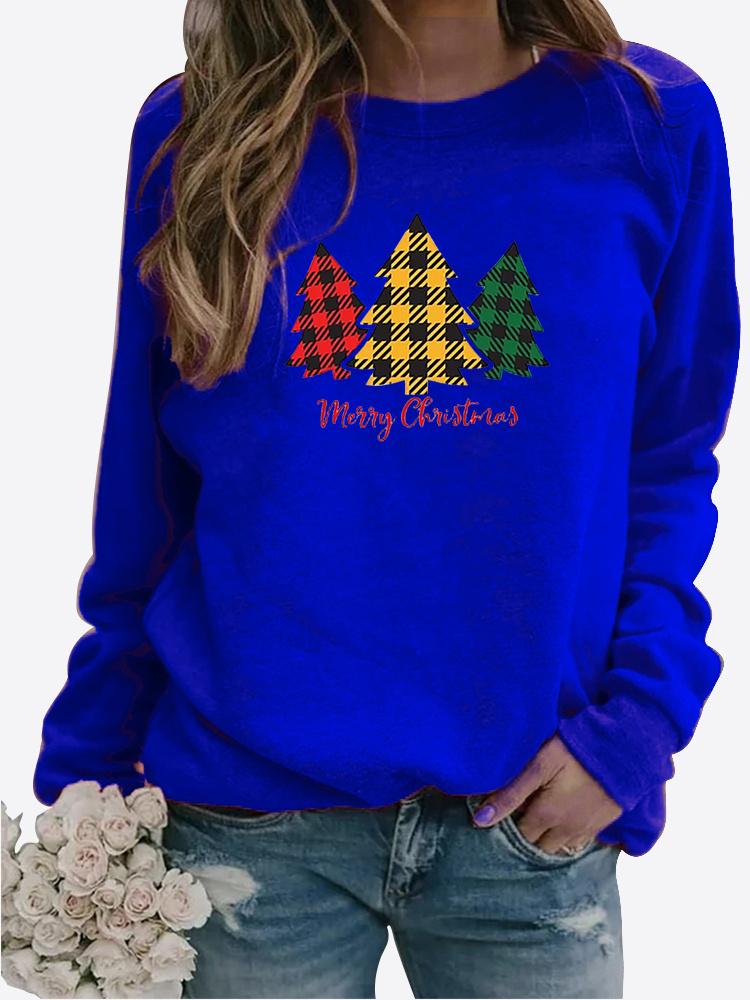 Women Winter Clothing Christmas Printed Casual Sweatshirt Long Sleeve Tops T-shirt Ladies Round Neck Pullover Sweater