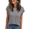 Women Work Casual Fashion Short-sleeved Round Neck Solid Color T-shirt Top