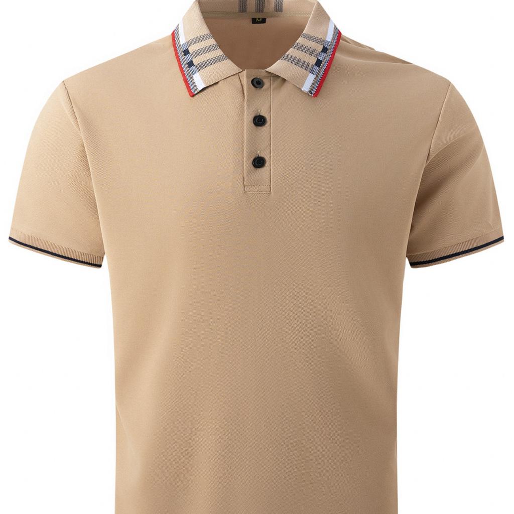 Новая мужская повседневная рубашка-поло с короткими рукавами и пуговицами на лацканах, однотонная универсальная футболка, модные топы с короткими рукавами