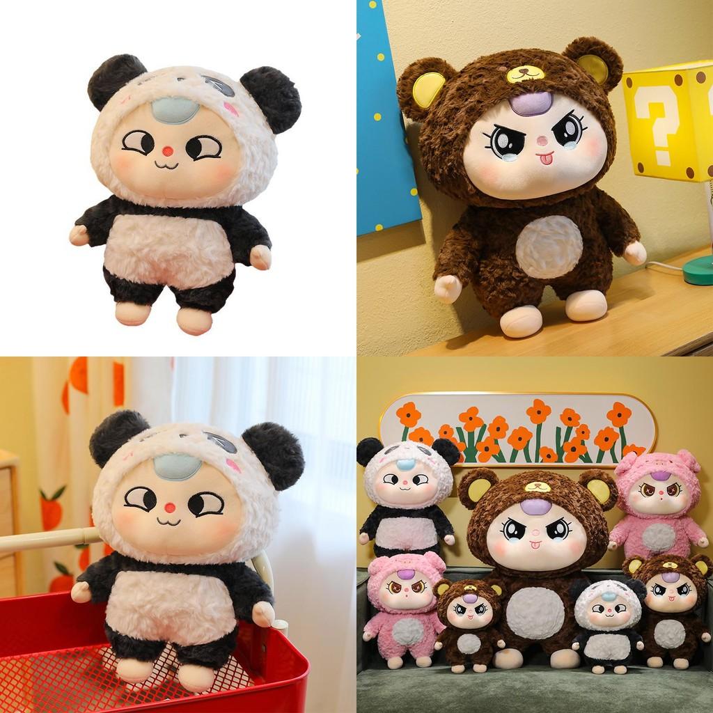 Baby Three Plush Toy Transform Into Panda Pig Bear For Kids Bedroom Decor Play