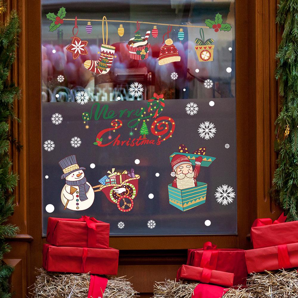 Christmas Decorations Christmas Tree Static Glass Door Stickers Atmosphere Scene Layout Window Bells Pendant Casement Stickers
