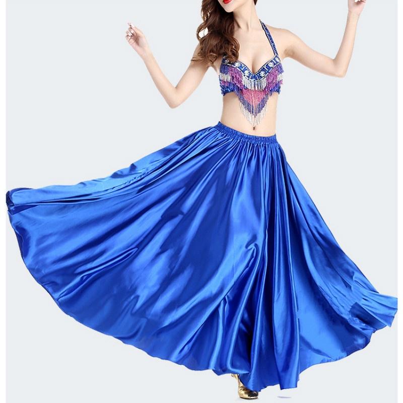 4Colors Professional Women Belly Dancing Skirt Full Circle Skirts Skirts Satin Belly Dance Skirt
