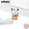 925 Sterling Silver Space Bear Bead Cute Animal Charm Fit Original Bracelet DIY Making Necklace Pendant Jewelry