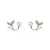 New Elegant Mermaid Tail Shape Pearl Gold Color Earrings Korean Fashion Jewelry for Women Party Sweet Temperament Accessories