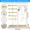 5-Tiers Earring Display Holder Stand Metal Necklace Bracelet Anklet Stud Earring Jewelry Storage Organizer Wooden Base Stand