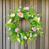 Spring Wreath Floral Garland for Front Door Round Artificial Flower 17.72inch Celebration