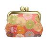 Senshishuin Nishijin Brocade Square Wallet with Gusset and Coin Purse Chrysanthemums In Full 2.5-inch (Lined) (Vermilion Bloom)