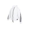 Striped Logo Color Block Woven Hooded Jacket Autumn Women Jackets White HE4177