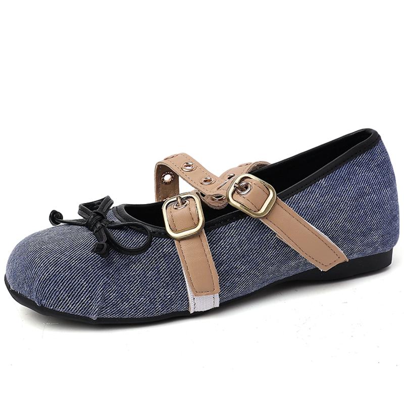 Vintage Cosy Soft Sole Women Ballet Flats Concise Belt Buckle Shoes Ladies Outdoor Comfort Mary Jane Shoes