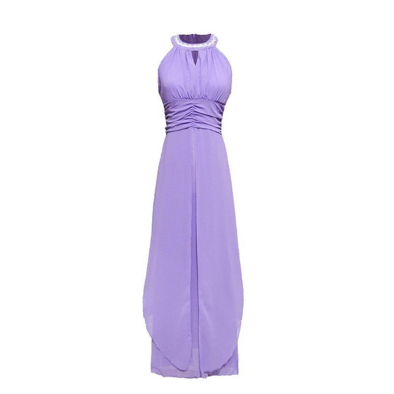 A Sexy Off-the-shoulder Dress with Necklaces Chiffon Evening Gown and Long Dress