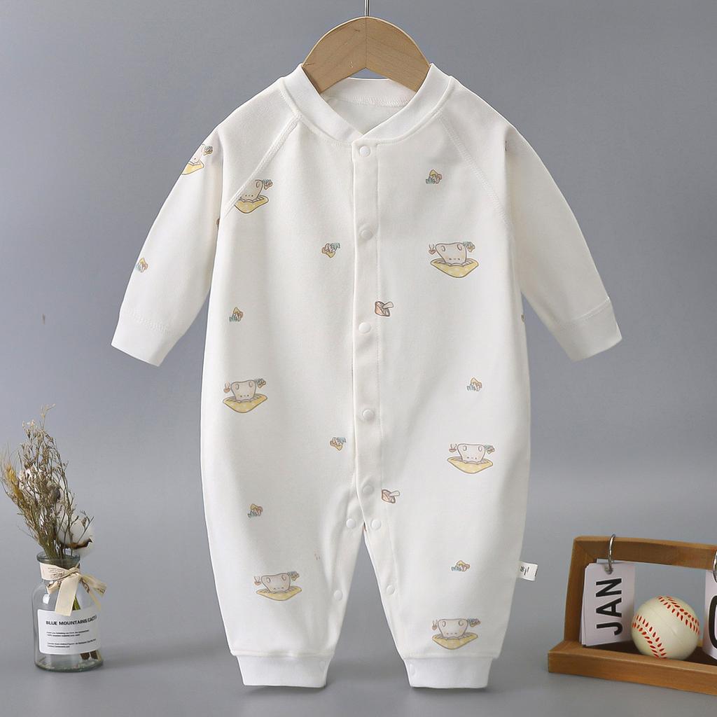 KIDDIEZOOM Baby Boy Girl Long Sleeved Spring and Autumn Baby Onesies 100%cotton Baby Crawling Clothes, Boneless Single Breasted Clothes