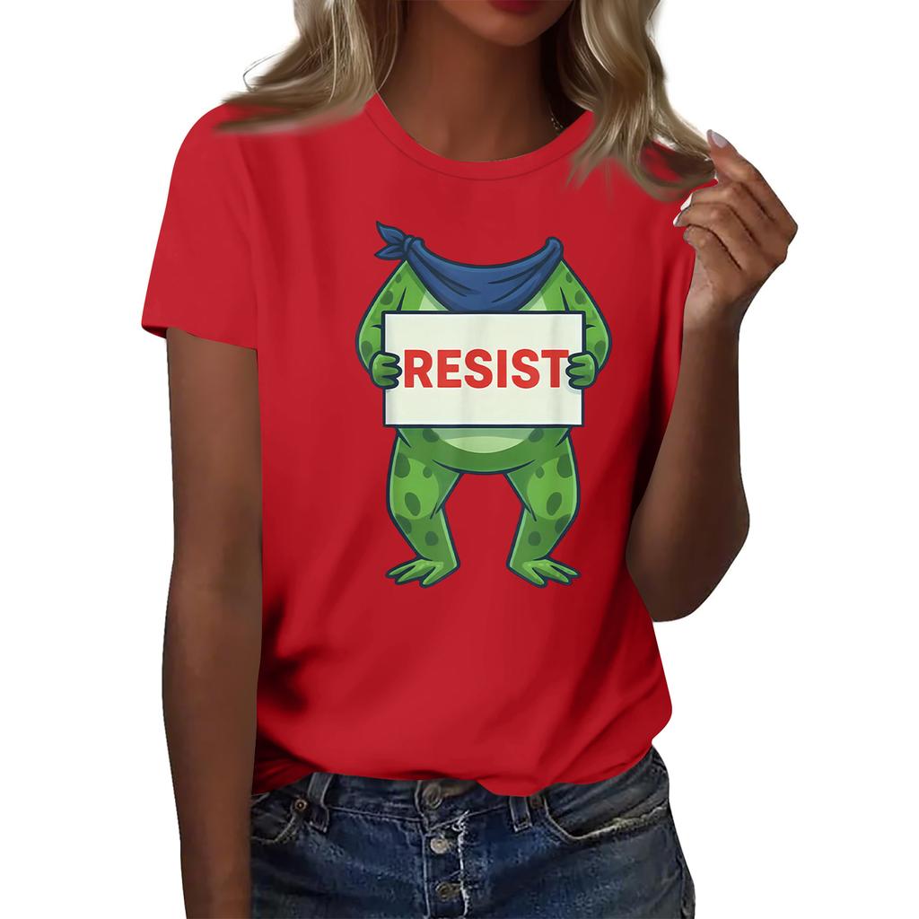 Women's Printed Round Neck Short Sleeve Top