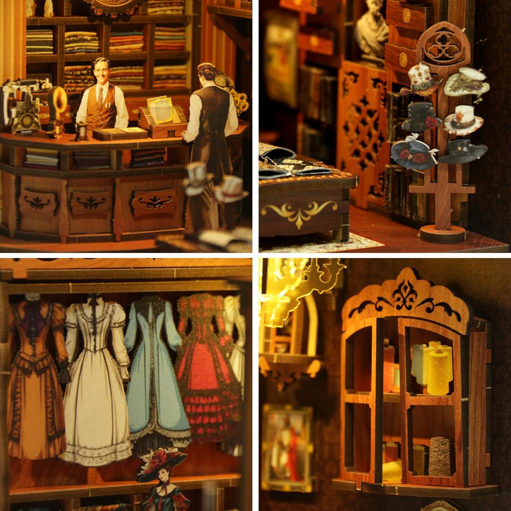 CRESYMME Miniature House Dollhouse Book Nook Kit, Wooden DIY 3D Hobby Handmade (The Tale of the Royal Tailor)