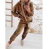 Women's Solid Color Gold Velvet Hooded Long-Sleeve Sports Casual Suit - Autumn/Winter 2021