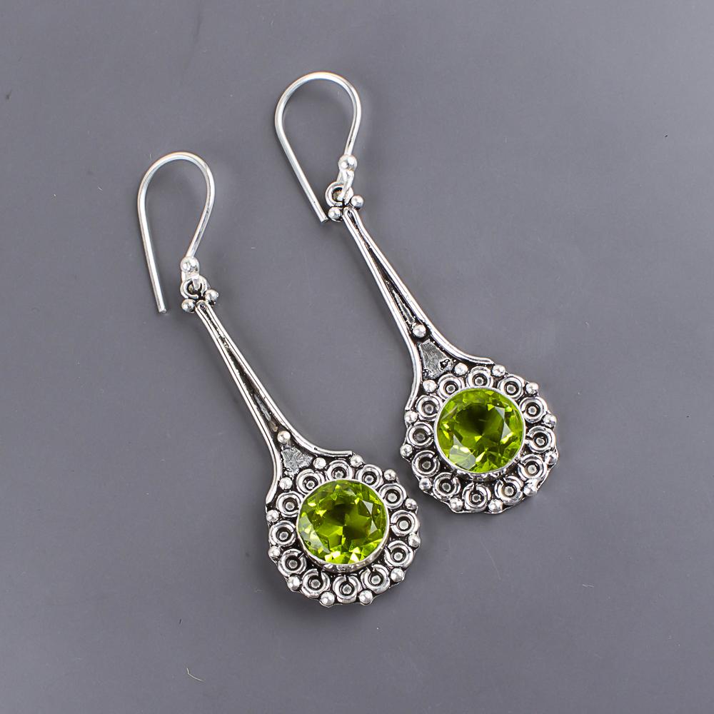 Peridot Earrings Gemstone Jewelry, 925 Solid Sterling Silver Earrings, Handmade Jewelry Birthstone Earrings, Gift For Him