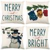 Christmas Letter Print Pillow Cover Home Sofa Cushion Cover Christmas Snowman Bedroom Pillow Cover