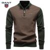 2025 Autumn/Winter Embroidery New Half Zipper Men's Stand Up Collar Cotton Sweater Business Casual Knitted Sweater