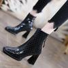 New Women Ankle Boots New Winter Fashion Party High Heels Zipper Patent Leather Platform Short Booties Pumps Chelsea Boots