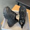 Women New Fashion Platform Sport Shoes Women  New Summer Black Casual Chunky Sneakers Women Mesh Leather Platform Shoes