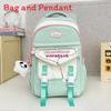 Color Cute Blocked Letter Printed Student Leisure Backpack With Pendant Plush