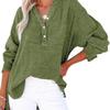 Spring and Autumn Pleated Button Long Sleeved Solid Color Top Women's Shirt Loose Pure Cotton Pullover