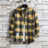 Men's Blouses Lapel Shirt Long Sleeve Plaid T-shirts  Loose Shirt With A Coat Button Down Casual Shirts Plus Size Fashion Tops