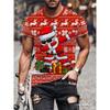Summer Men's Comfortable Fashionable Santa Claus 3D Digital Printed T-shirt- Soft Medium Elastic Polyester Fiber Fabric Summer Loose Casual Wear
