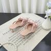Comemore Ladies Luxury Woman Mules Shoes Elegant Thin High Heel Sandal 2024 Bow-knot Women Pointed Toe Slip On Slipper