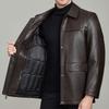 Кожаная куртка среднего возраста, мужская одежда для папы, утолщенная куртка из овчины, повседневная куртка большого размера, подкладка из пуха съемная