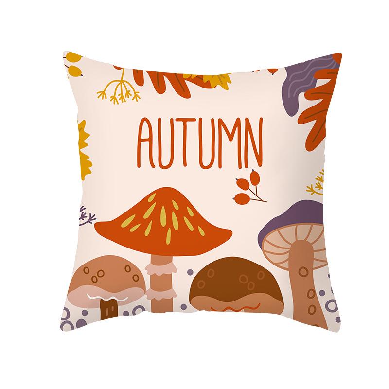 Autumn Harvest Thanksgiving Cushion Cover New Arrival Turkey Pumpkin Peach Skin Printed Cushion