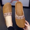 Spring Autumn Vine Grass Woven Breathable Stylish Unisex Summer Flat Comfortable Home Couple Closed-Toe Slippers