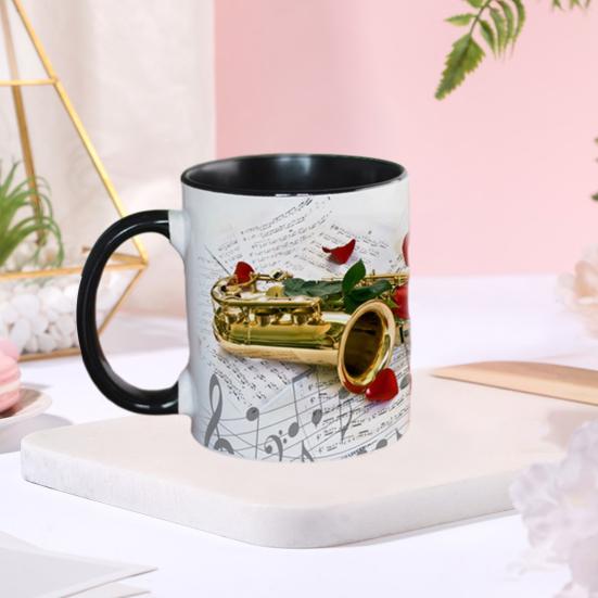 Musical Coffee Mug Ceramic Novelty Music Note Cup Large 350ml Capacity Guitar Piano Violin Design Hot Drinking