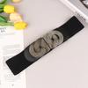 Vintage Elegant Black Wide Elastic Waistband Metal Buckle For Women Coat Dress Decoration Belts