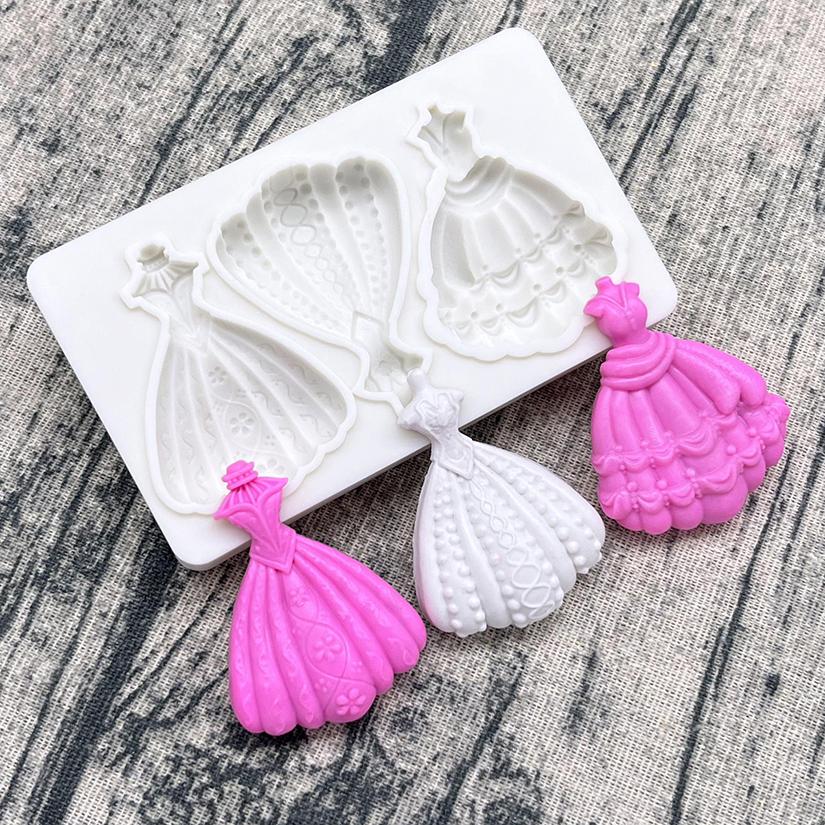 Evening Dress Skirt Silicone Mold Sugarcraft Chocolate Cupcake Baking Mold Fondant Cake Decorating Tools