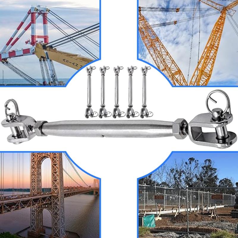 5PCS 304 Stainless Steel Rigging Screws Jaw and Jaw Turnbuckles Tightening Hardware For Stage Lighting Tent Safety Rope