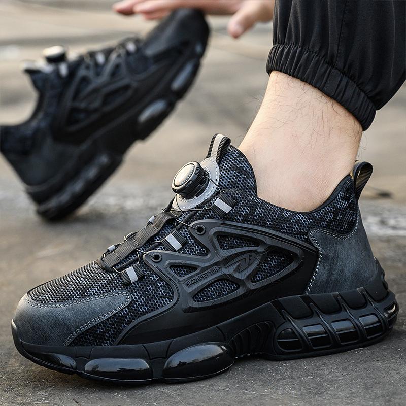 New Rotating Button Safety Boots Men Work Sneakers Anti-smash Indestructible Shoes Steel Toe Protective Boots Anti-puncture Work Safety Shoes