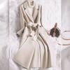 Coat Women's Medium and Long New Beige Temperament Slim Woolen Coat Women