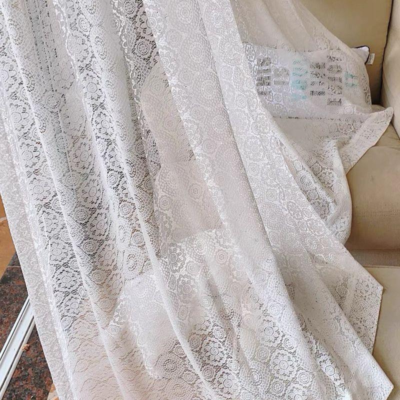 Light Filtering Embroidered Sheer Curtains European Style Lace Window Screen for Living Room Bedroom Balcony Bay Window