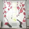 Blooming Sakura Branch Sheer Curtains Bedroom Voile Curtain Living Room Window Sheer Curtains Kitchen Tulle Drapes