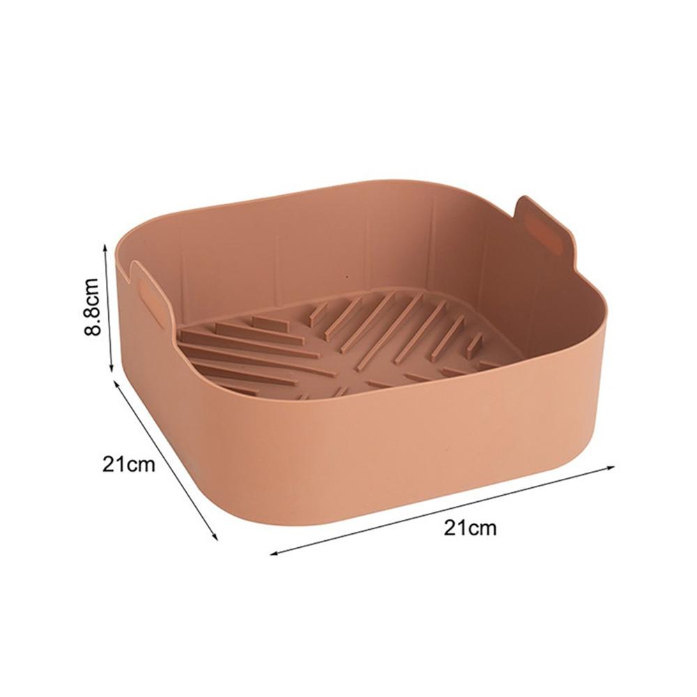 Silicone Air Fryer Pot Tray BBQ Barbecue Pad Plate Airfryer Oven Baking Mold Pot Food Safe Reusable Square Air Fryer Pan
