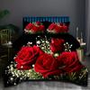Red Roses 3D Printed Duvet Cover Valentine's Day Theme Bedding Set Soft Comfortable Luxury Couple Style Quilt Cover Pillowcase
