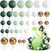 32Pcs Ball Cake Toppers Mini Balloon Cake Topper Sticks Cupcake Foam Ball Kids Jungle Birthday Party Cake Decoration Baby Shower