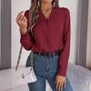 Autumn Winter Elegant Solid-color Layered V-neck Long-sleeve Blouse Women's Wear