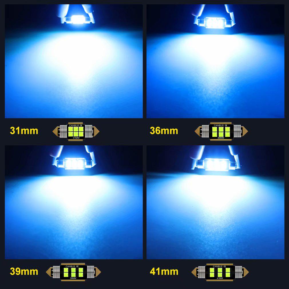 1x C5W LED Bulb Canubs 12V 6 SMD Super Bright White C10W LED Festoon 31mm 36mm 39mm 41mm Error Free License Plat Interior Light